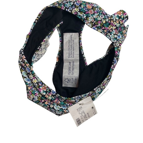 Raisins Sophia Ditzy Floral Print Ruffled Bikini Bottoms Black XS New Reticket - Picture 6 of 6